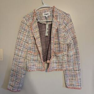 NWT BB DAKOTA By Steve Madden Women's Multicolor Tweed Cropped Jacket